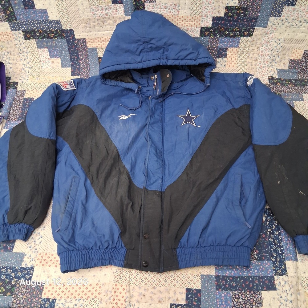 Vintage 90s Reebok Dallas Cowboys Puffer Jacket Mens XXL NFL Pro Line Hooded